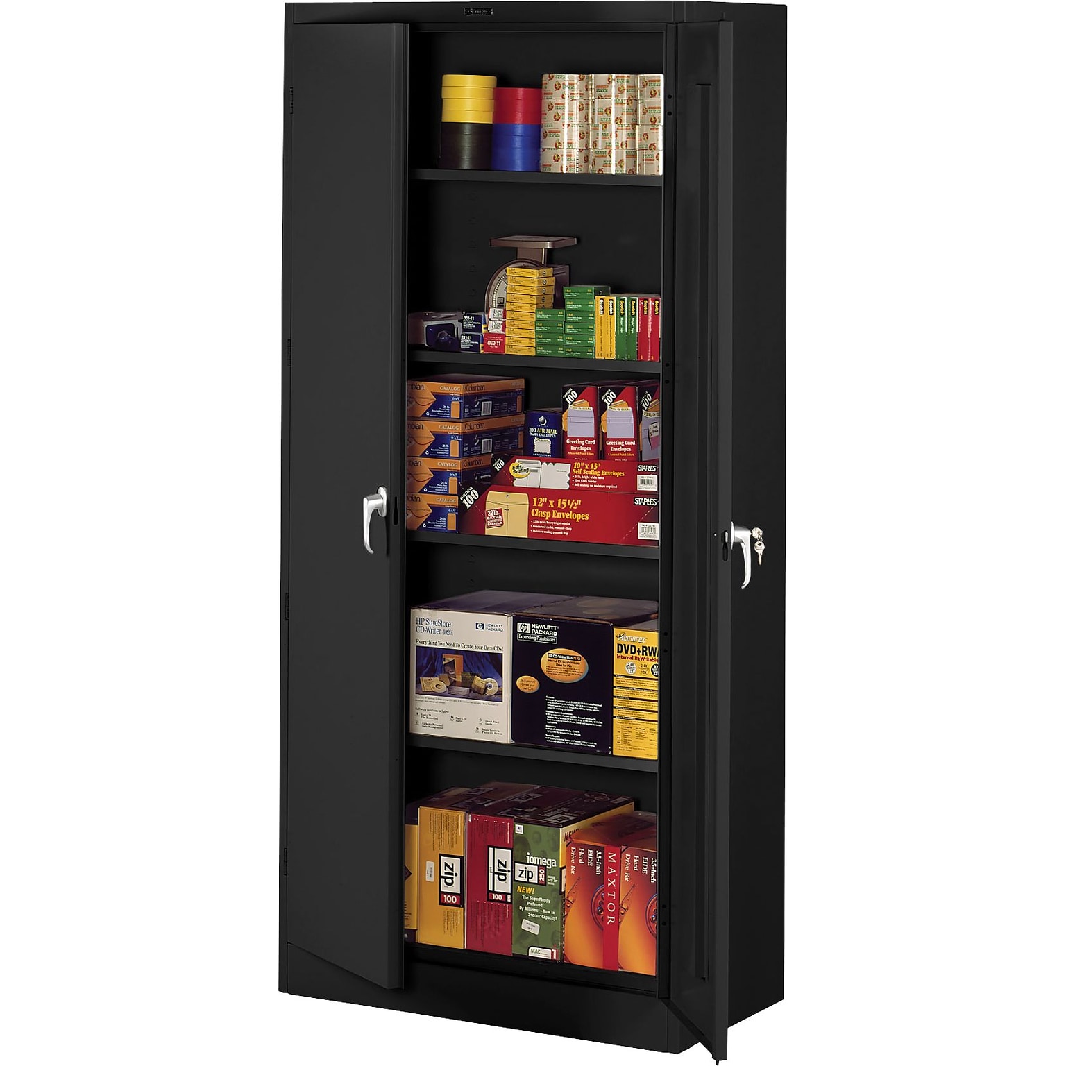 Tennsco Deluxe Storage Cabinet, 5-Shelf, Black, 78H x 36W x 18D (TNN-7818BK)