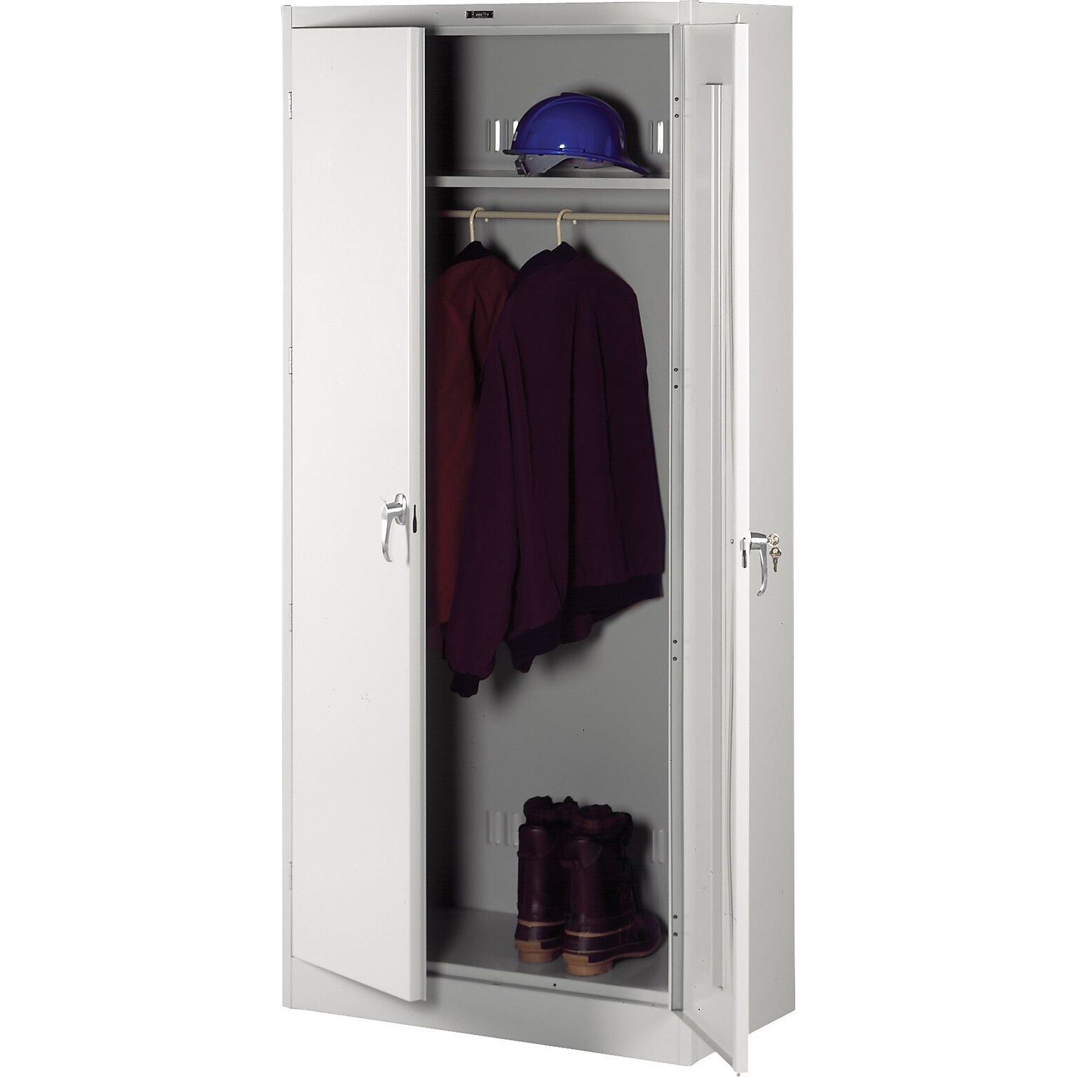 Tennsco Deluxe Wardrobe Storage Cabinet with Double Hinge Doors, 1-Shelf, 1 Closet, Light Grey, 78H x 36W x 24D
