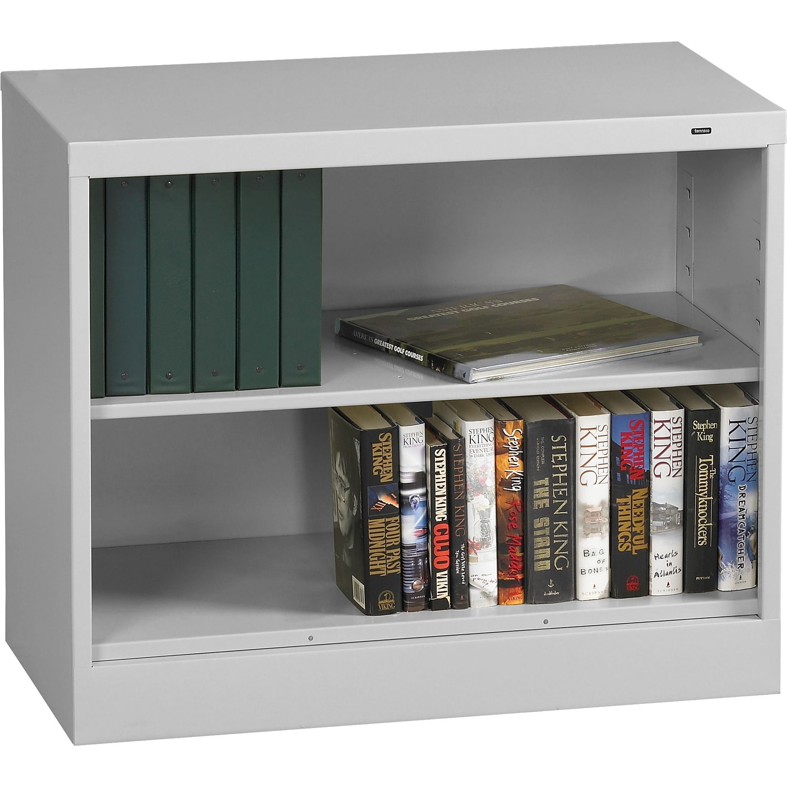 Tennsco 30H 2-Shelf Welded Bookcase, Light Grey (TNN-BC1830LGY)