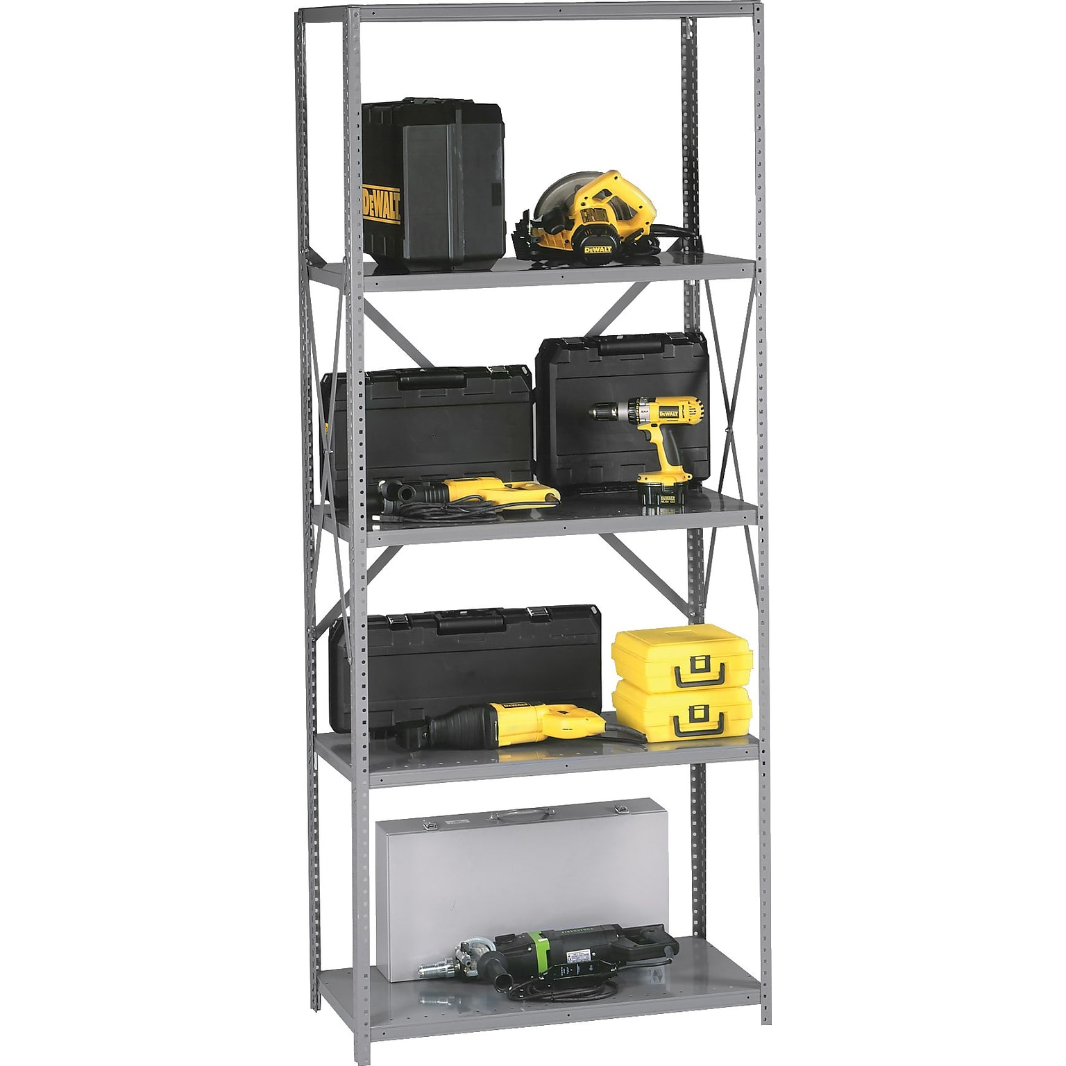 Tennsco Open Starter Industrial Shelving Unit, Supports 3,500 lb., Medium Grey, 87H x 36W x 24D