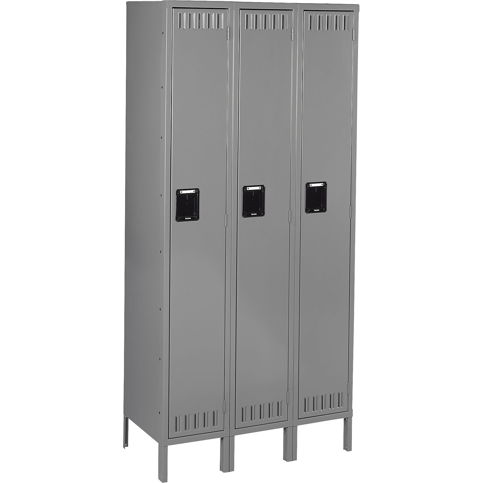 Tennsco Single Tier Locker with Legs, 3 Units, 3 Lockers, Medium Grey, 78H x 45W x 15D (TNNSTS1515723MG)