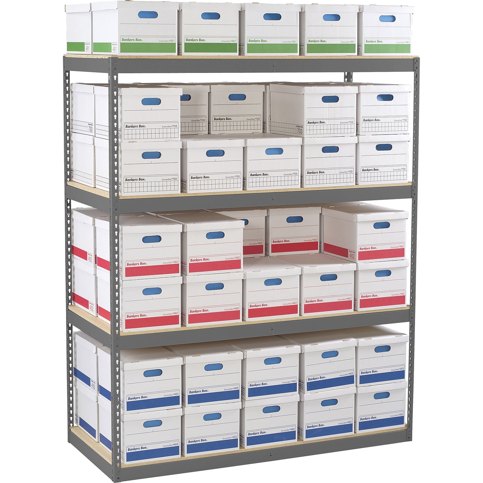 Tennsco Z-Line Record Archive Shelving Unit, Supports 8,000 lb., Medium Grey, 84H x 69W x 30D