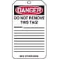 Accuform 5 3/4" x 3 1/4" PF-Cardstock Safety Tag "DANGER OUT OF SERVICE", Red/Black On White, 25/Pack (MDT246CTP)