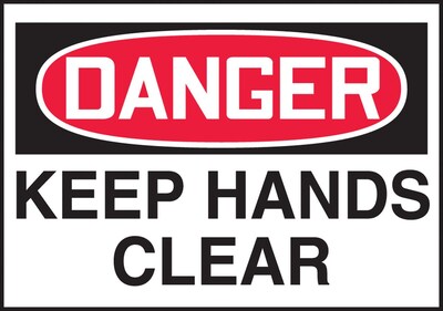 Accuform Signs® 3 1/2" x 5" Adhesive Vinyl Safety Label "DANGER KEEP..", Red/Black On White, 5/Pack