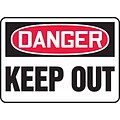 Accuform Signs® 10 x 14 Plastic Safety Sign DANGER KEEP OUT, Red/Black On White