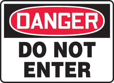 Accuform 7 x 10 Vinyl Safety Sign DANGER DO NOT ENTER, Red/Black On White (MADM138VS)