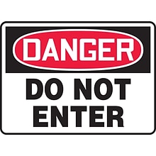Accuform 7 x 10 Vinyl Safety Sign DANGER DO NOT ENTER, Red/Black On White (MADM138VS)