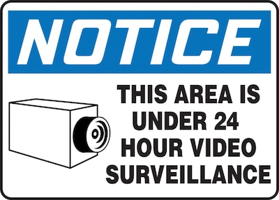 Accuform 7 x 10 Vinyl Safety Sign NOTICE THIS AREA IS..W/GRAPHIC, Blue/Black On White (MASE806VS