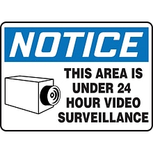 Accuform 7 x 10 Aluminum Safety Sign NOTICE THIS AREA IS..W/GRAPHIC, Blue/Black On White (MASE80