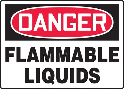 Accuform 10 x 14 Plastic Safety Sign DANGER FLAMMABLE LIQUIDS, Red/Black On White (MCHG102VP)