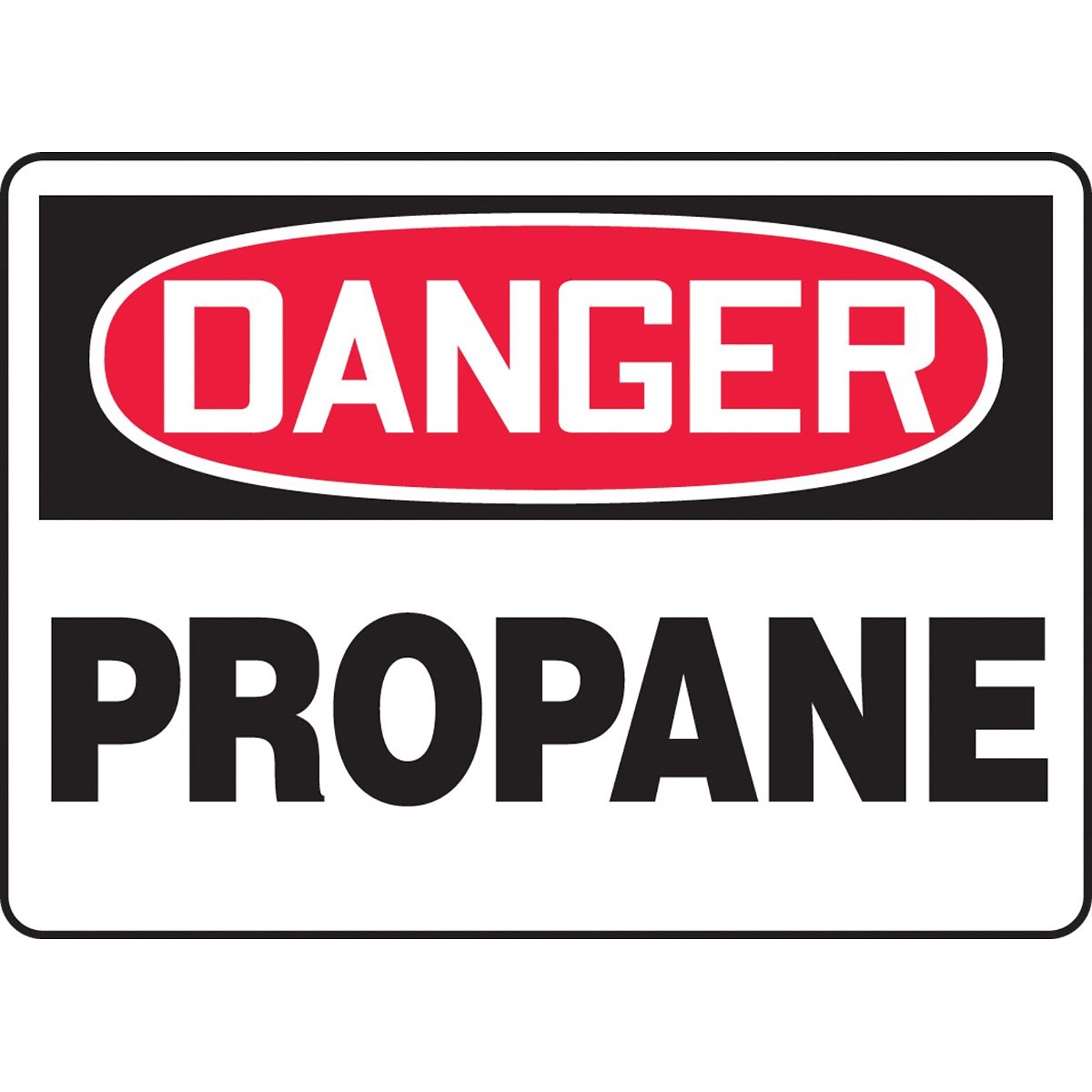 Accuform 7 x 10 Aluminum Safety Sign DANGER PROPANE, Red/Black On White (MCHL083VA)