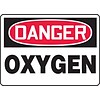 Accuform Signs® 7 x 10 Adhesive Vinyl Safety Sign DANGER OXYGEN, Red/Black On White