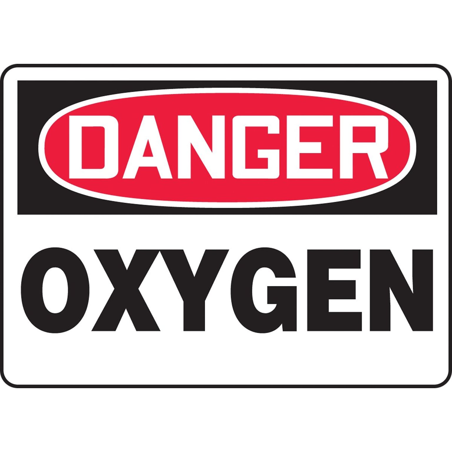 Accuform 7 x 10 Adhesive Vinyl Safety Sign DANGER OXYGEN, Red/Black On White (MCHL168VS)