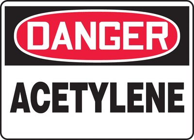 Accuform Signs® 10 x 14 Aluminum Safety Sign DANGER ACETYLENE, Red/Black On White