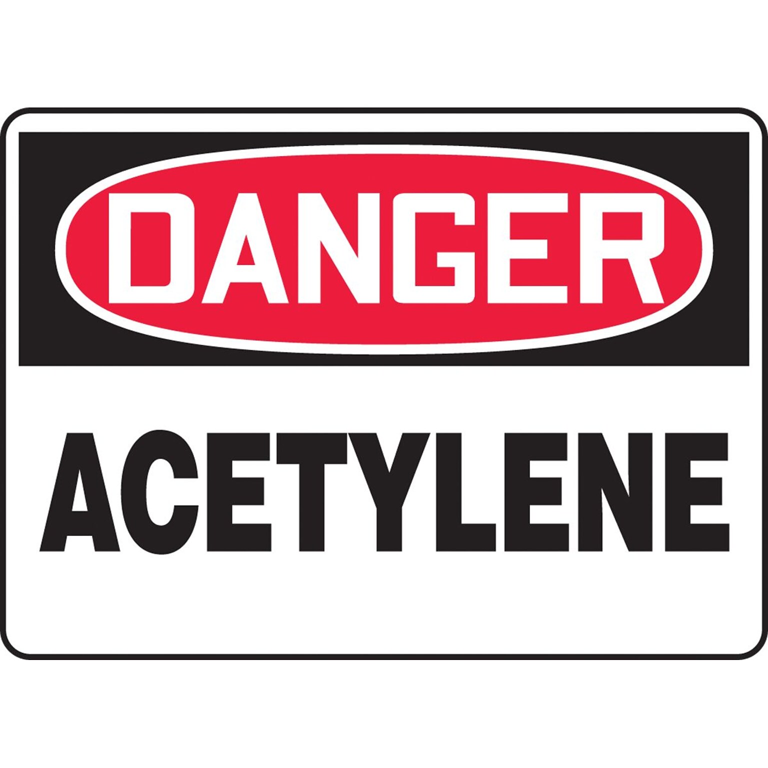 Accuform Signs® 10 x 14 Aluminum Safety Sign DANGER ACETYLENE, Red/Black On White