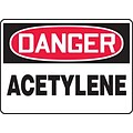 Accuform Signs® 7 x 10 Plastic Safety Sign DANGER ACETYLENE, Red/Black On White