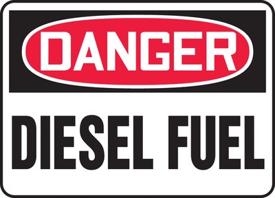 Accuform 7 x 10 Adhesive Vinyl Safety Sign DANGER DIESEL FUEL, Red/Black On White (MCHL224VS)