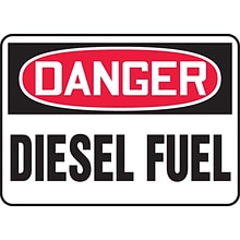 Accuform 7 x 10 Adhesive Vinyl Safety Sign DANGER DIESEL FUEL, Red/Black On White (MCHL224VS)