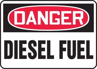 Accuform Signs® 10 x 14 Adhesive Vinyl Safety Sign DANGER DIESEL FUEL, Red/Black On White