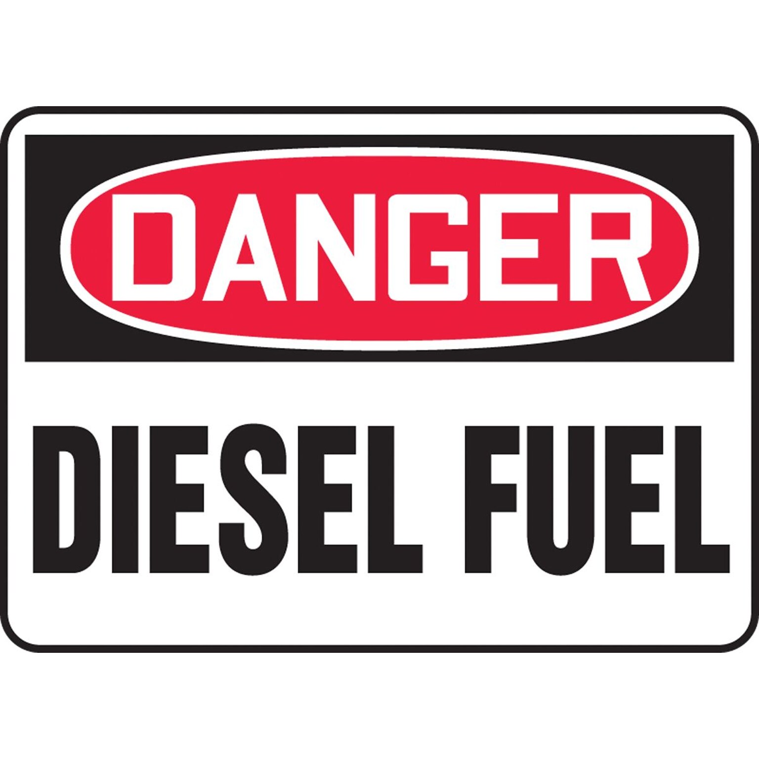 Accuform Signs® 10 x 14 Adhesive Vinyl Safety Sign DANGER DIESEL FUEL, Red/Black On White