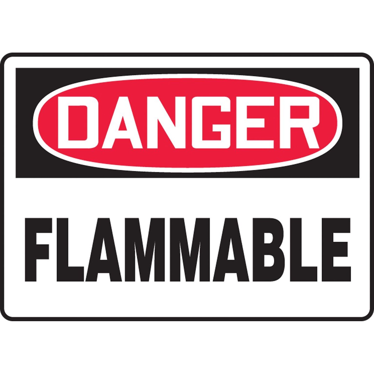 Accuform 7 x 10 Adhesive Vinyl Safety Sign DANGER FLAMMABLE, Red/Black On White (MCHL228VS)