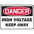 Accuform Signs® 10 x 14 Aluminum Electrical Sign DANGER HIGH VOLTAGE KEEP.., Red/Black On White