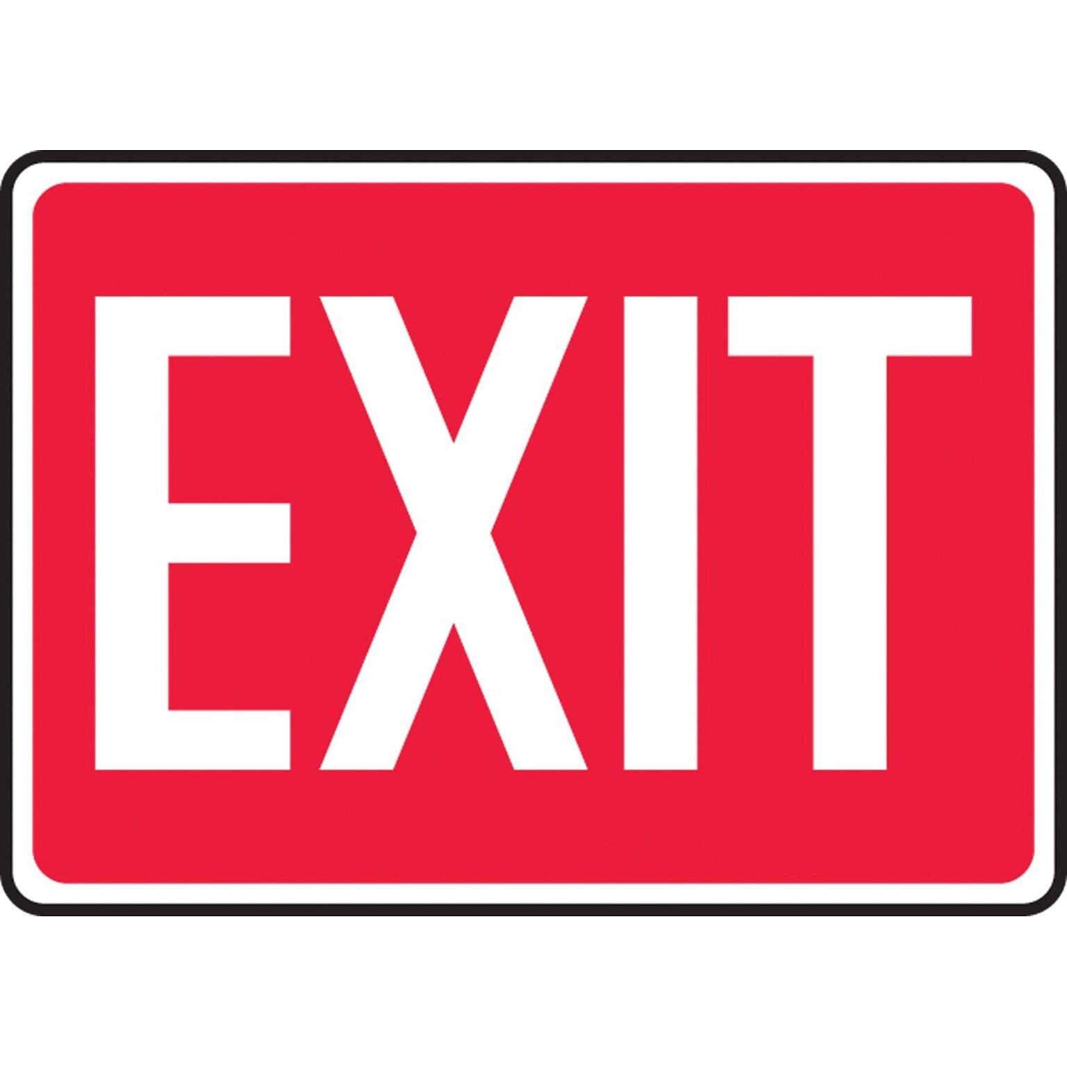 Accuform 10 x 14 Adhesive Vinyl Safety Sign EXIT, White On Red (MEXT518VS)