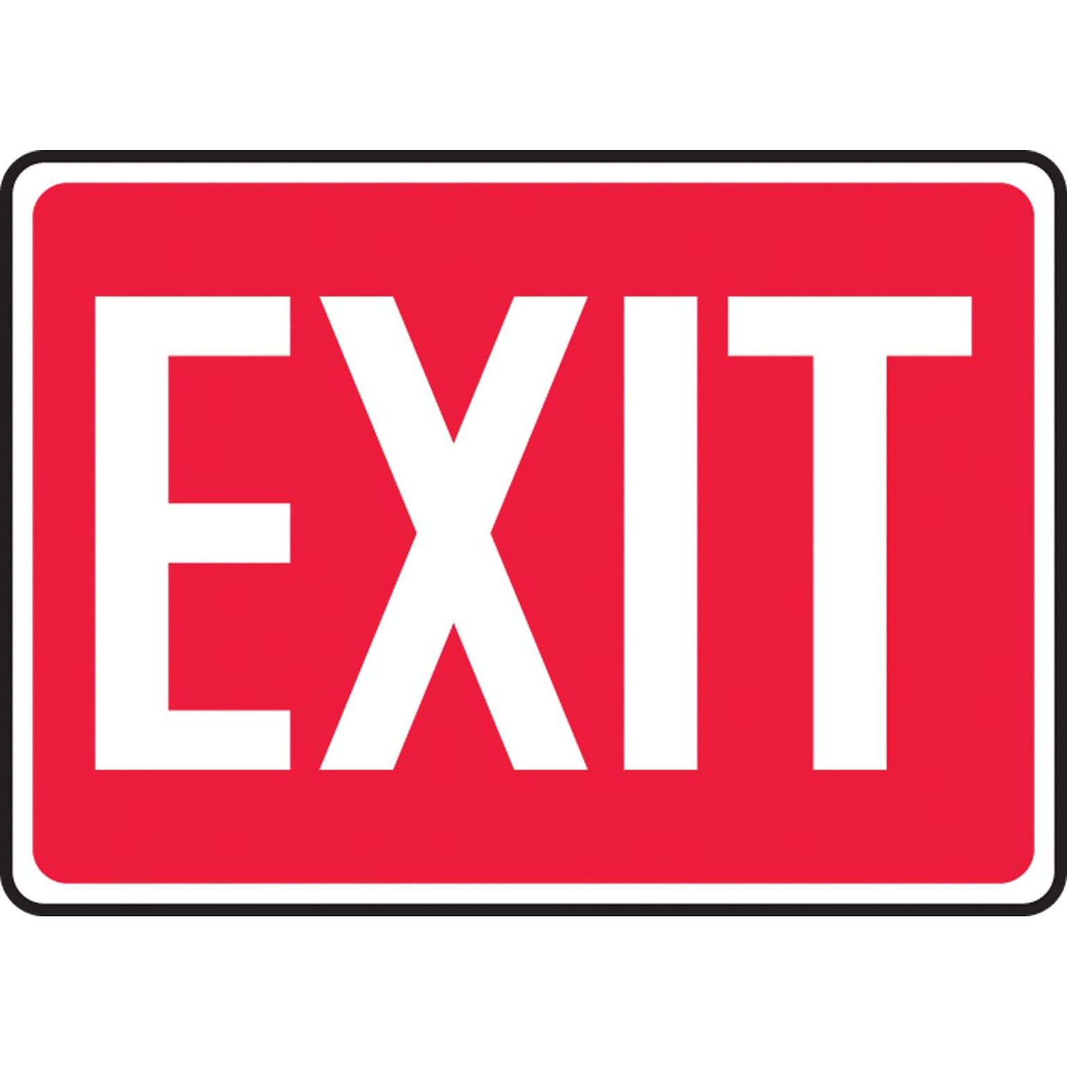 Accuform Signs® 10 x 14 Adhesive Vinyl Safety Sign EXIT, White On Red