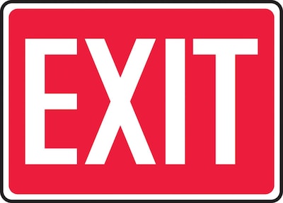 Accuform 7 x 10 Plastic Safety Sign EXIT, White On Red (MEXT562VP)