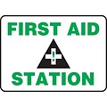 Accuform Signs® 7 x 10 Aluminum Safety Sign FIRST AID STATION, Green/Black On White