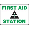 Accuform 10 x 14 Plastic Safety Sign FIRST AID STATION, Green/Black On White (MFSD960VP)