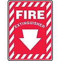 Accuform 10 x 7 Aluminum Fire Safety Sign FIRE EXTINGUISHER (ARROW), White On Red (MFXG417VA)