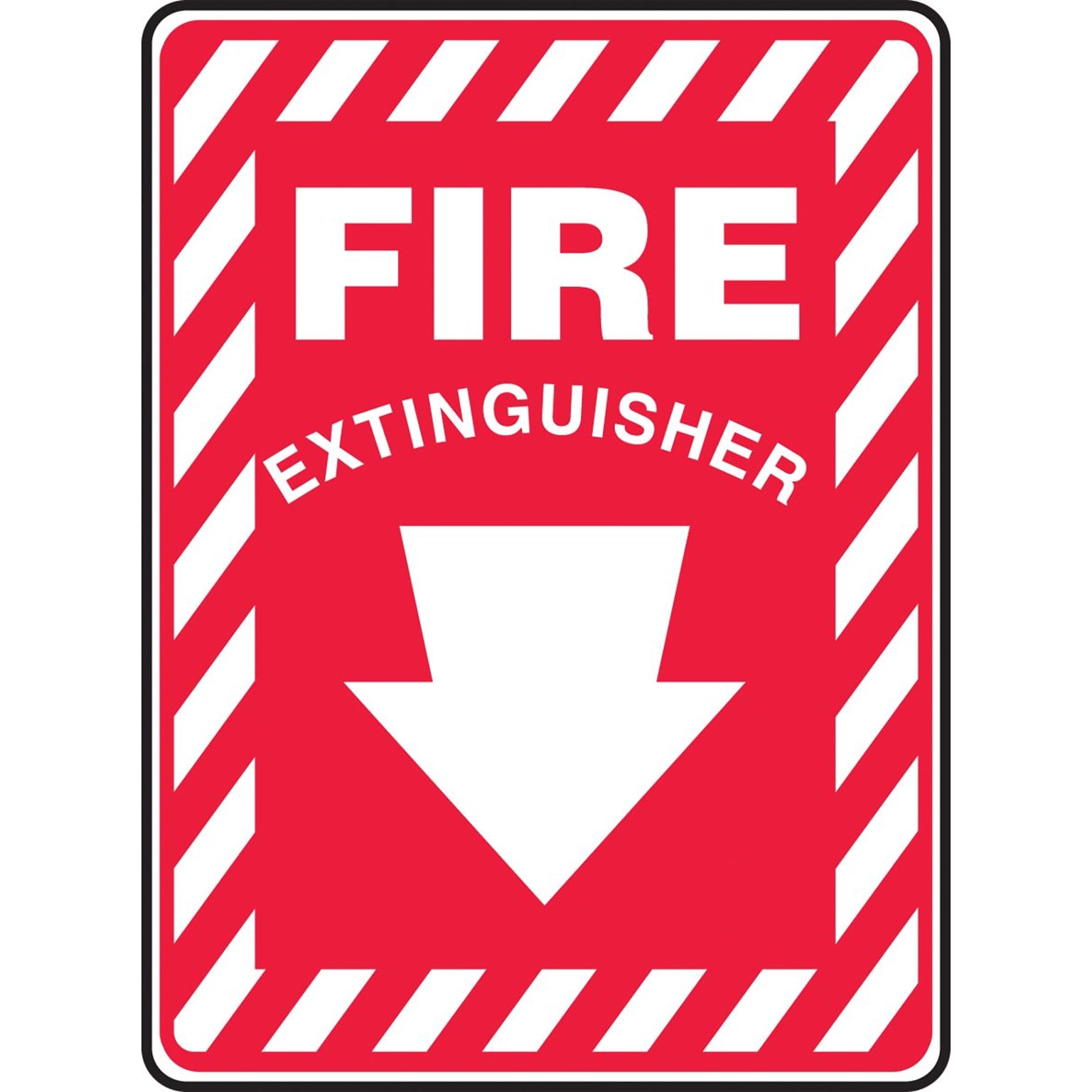 Accuform Signs 10 x 7 Plastic Fire Safety Sign FIRE EXTINGUISHER (ARROW), White On Red