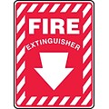 Accuform Signs® 14 x 10 Aluminum Fire Safety Sign FIRE EXTINGUISHER (ARROW), White On Red