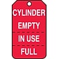 Accuform 5 3/4" x 3 1/4" PF-Cardstock Cylinder Tag "CYLINDER EMPTY IN..", White On Red, 25/Pack (MGT206CTP)