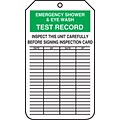 Accuform Signs® 5 3/4 x 3 1/4 Cardstock Equipment Status Tag EMERGENCY.., Green/Black On White