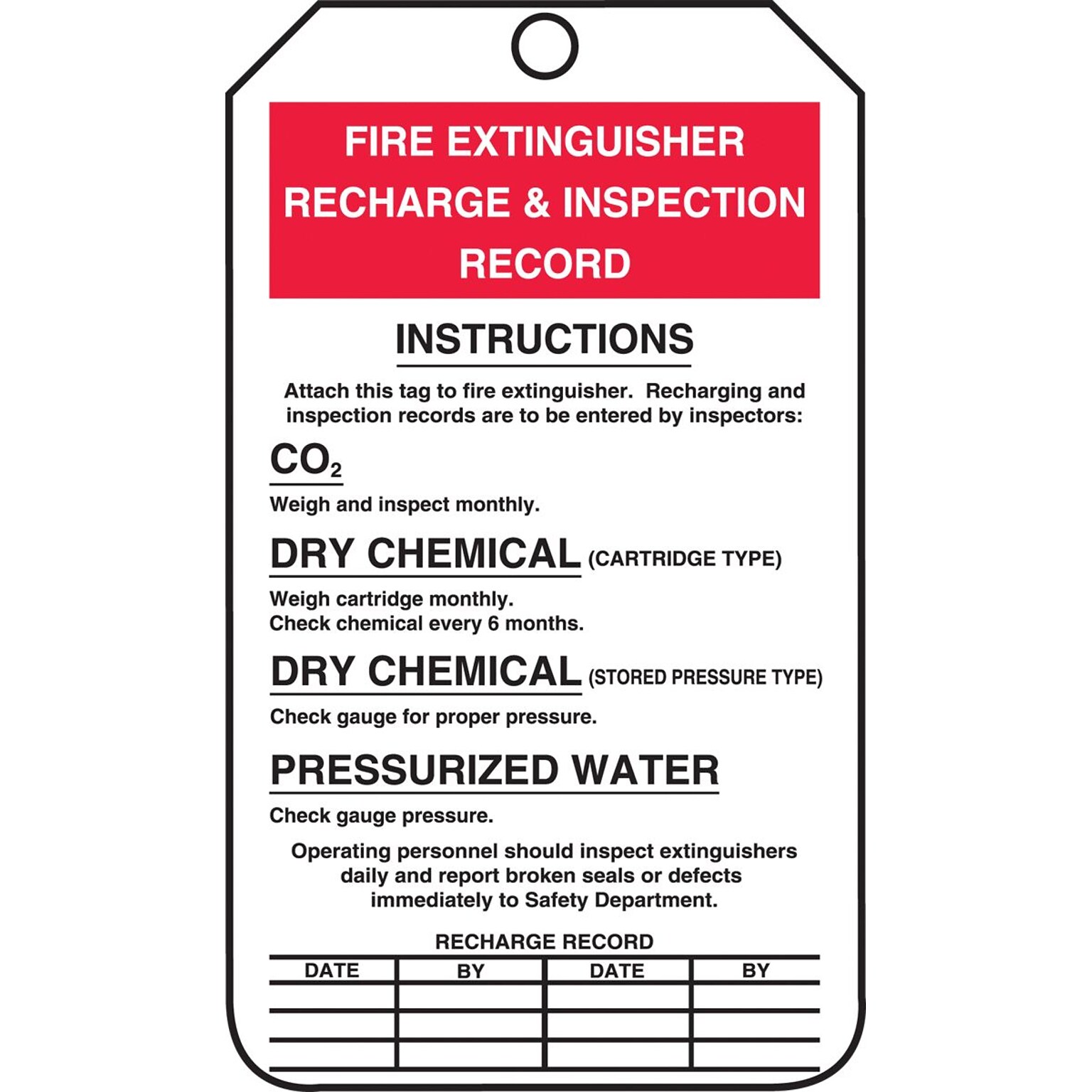 Accuform 5 3/4 x 3 1/4 PF-Cardstock Fire Inspection Tag FIRE.., Red/Black On White, 25/Pack (MGT208CTP)