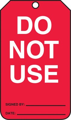 Accuform 5 3/4" x 3 1/4" PF-Cardstock Status Tags "DO NOT..", White/Black On Red, 25/Pack (MGT219CTP)