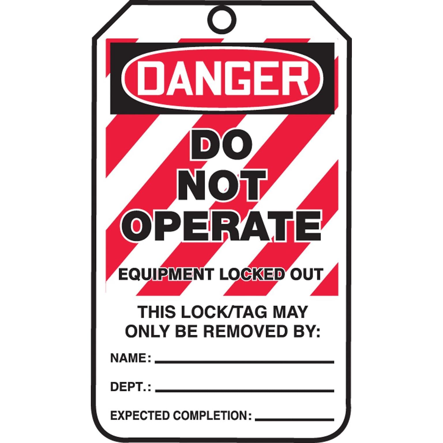 Accuform 5 3/4 x 3 1/4 PF-Cardstock Lockout Tag DANGER..LOCKED OUT, Red/Black On White, 25/Pack (MLT405CTP)