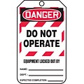 Accuform 5 3/4 x 3 1/4 PF-Cardstock Lockout Tag DANGER..LOCKED OUT BY, Red/Black On White, 25/Pack (MLT409CTP)
