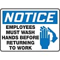 Accuform 7 x 10 Plastic Housekeeping Sign NOTICE EMPLOYEES MUST.., Blue/Black On White (MRST811V