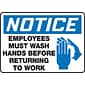 Accuform 7" x 10" Vinyl Housekeeping Sign "NOTICE EMPLOYEES MUST WASH..", Blue/Black On White (MRST811VS)