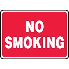 Accuform 7 x 10 Adhesive Vinyl Smoking Control Sign NO SMOKING, White On Red (MSMK423VS)