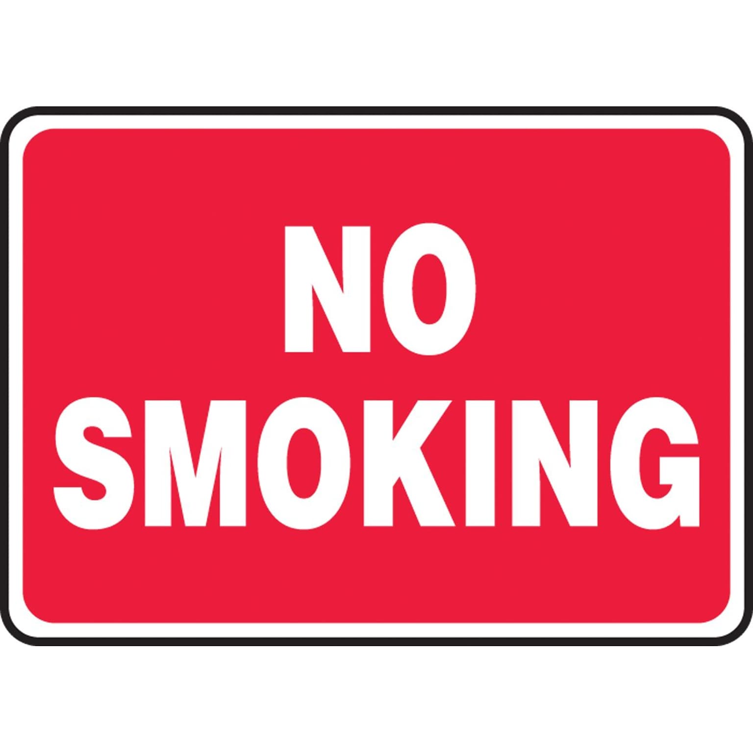 Accuform 7 x 10 Plastic Smoking Control Sign NO SMOKING, White On Red (MSMK423VP)