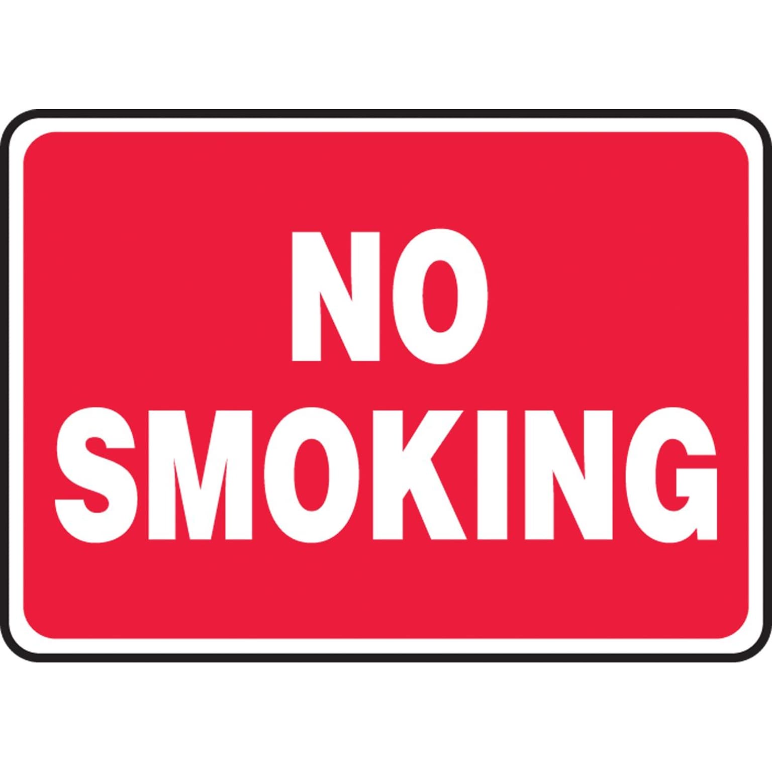 Accuform Signs® 10 x 14 Adhesive Vinyl Smoking Control Sign NO SMOKING, White On Red
