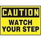 Accuform 10" x 14" Plastic Fall Arrest Sign "CAUTION Watch Your Step", Black On Yellow (MSTF661VP)