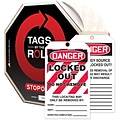 Accuform Signs Tags By-The-Roll 6 1/4 x 3 Lockout Tag DANGER..RE, Black/Red On White, 100/Roll (