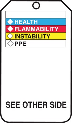 Accuform 5 3/4 x 3 1/4 PF-Cardstock Self-Laminating Tags HMCIS.., Black On White, 25/Pack (THS601CTP)