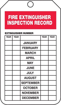 Accuform 5 3/4" x 3 1/4" PF-Cardstock Fire Inspection Tag "TO FIRE..", Red On White, 25/Pack (TRS218CTP)