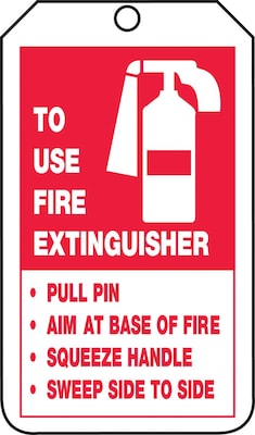 Accuform 5 3/4 x 3 1/4 PF-Cardstock Fire Inspection Tag TO FIRE.., Red On White, 25/Pack (TRS218
